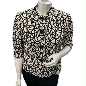Giani Elegant Black and White Patterned Button Down Shirt Size L